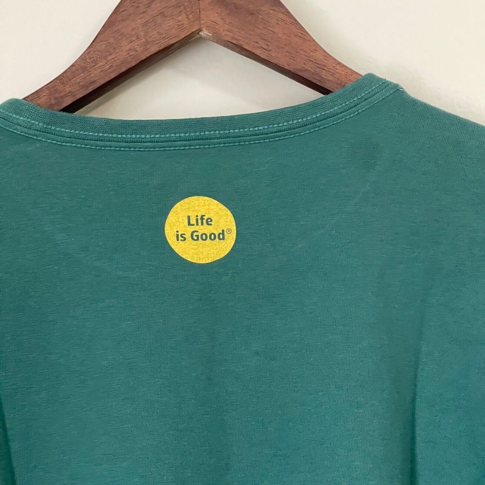 LIFE IS GOOD Womens Classic Fit Tee T-Shirt Medium Half Full Long‎ Sleeve Green - Picture 5 of 10